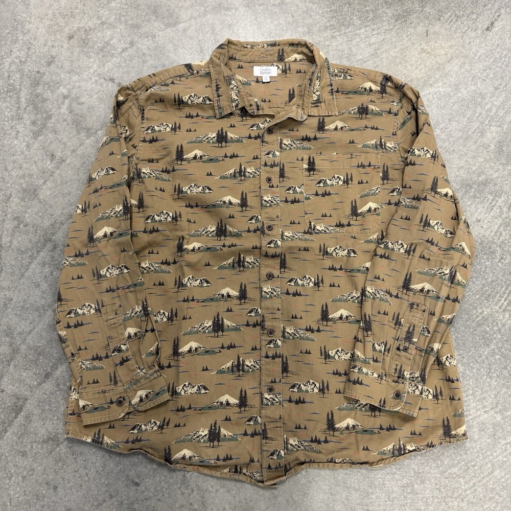 Croft & Barrow Shirt Mens XXL 2XL Mountain Scenic Forest Outdoor Button Up